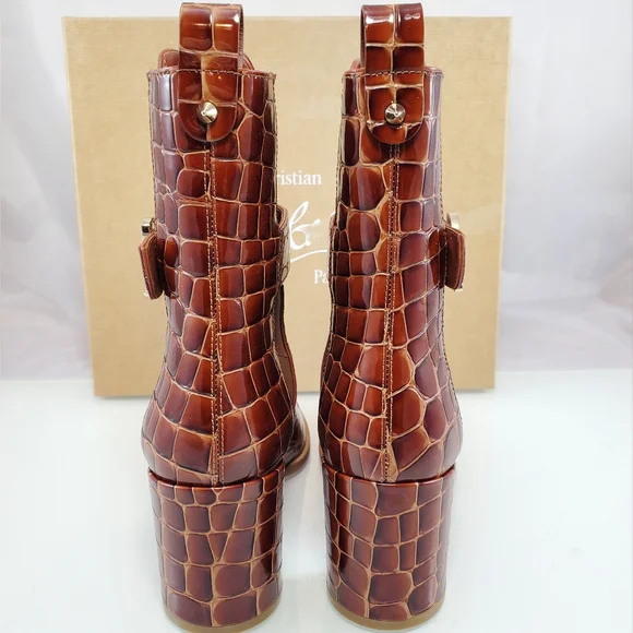 NWT$1,495 Christian Louboutin CL Chelsea Booty 70 Brown Boots Sz 38.5 , US 8.5 - Picture 11 of 16